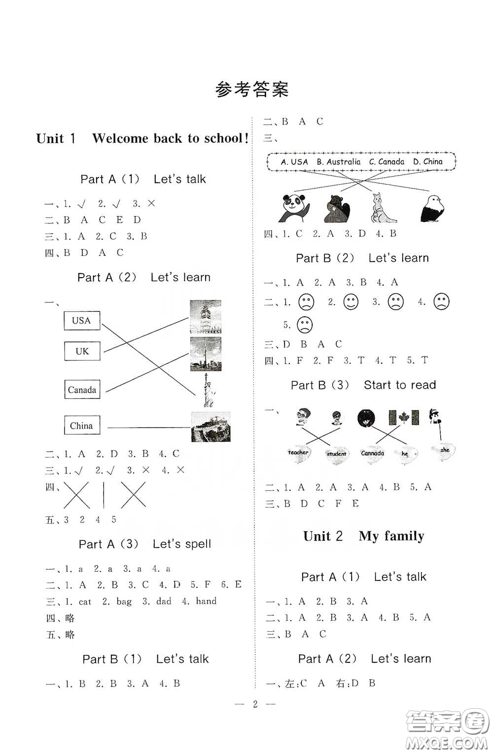 山東友誼出版社2021新課程助學(xué)小學(xué)同步練習(xí)冊提優(yōu)測試卷三年級英語下冊答案