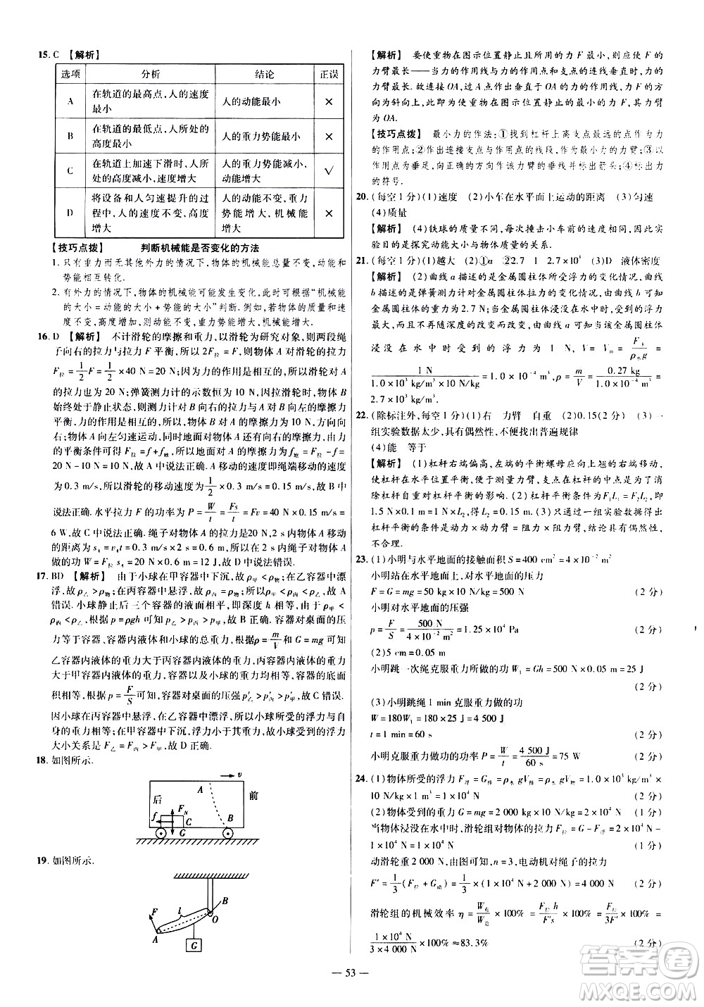 延邊教育出版社2021版金考卷活頁(yè)題選名師名題單元雙測(cè)卷物理八年級(jí)下冊(cè)HK滬科版答案