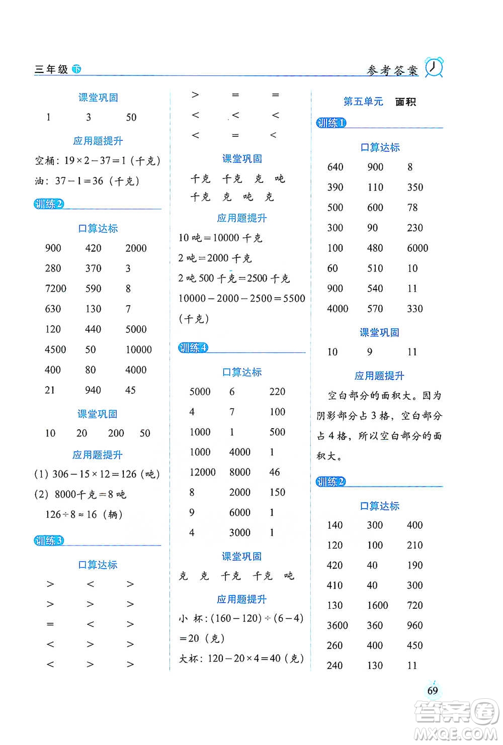 長春出版社2021小學(xué)數(shù)學(xué)口算達(dá)標(biāo)天天練三年級(jí)下冊(cè)北師大課標(biāo)版參考答案