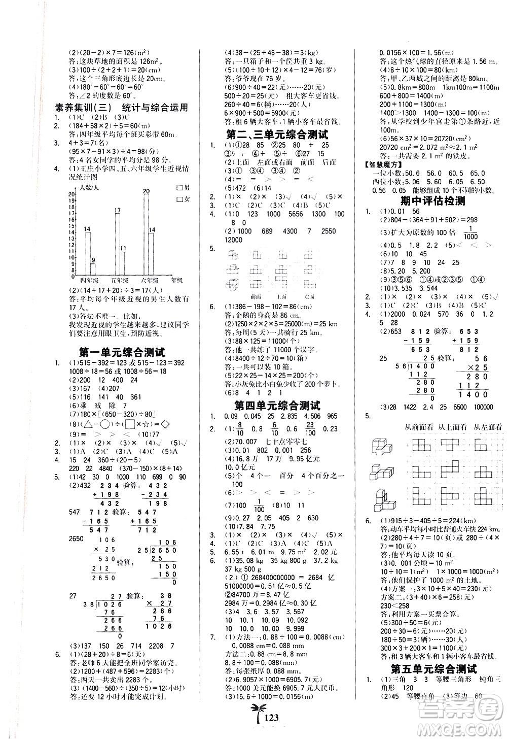 延邊大學(xué)出版社2021世紀(jì)金榜金榜小博士數(shù)學(xué)四年級(jí)下冊(cè)人教版答案