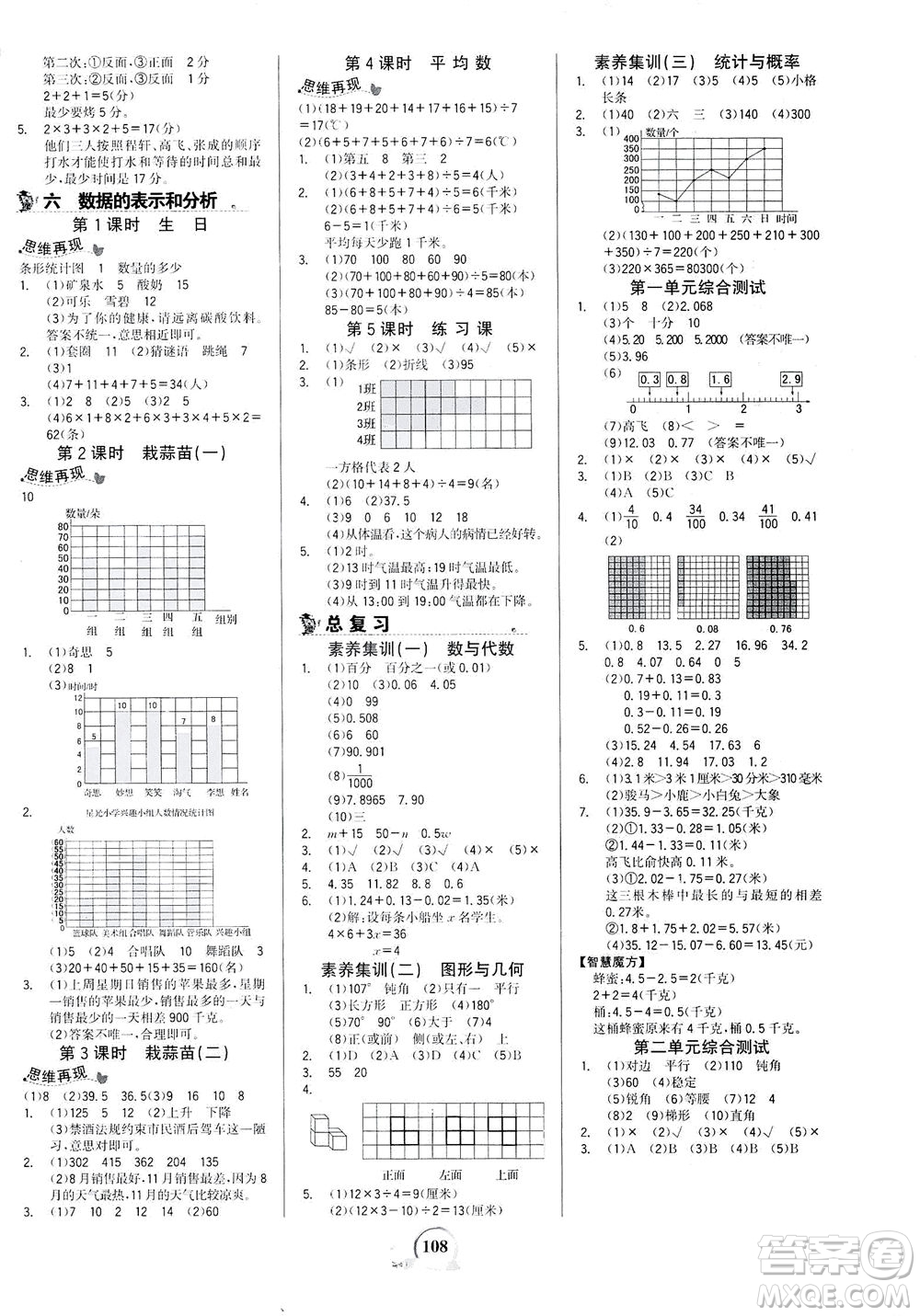 延邊大學(xué)出版社2021世紀(jì)金榜金榜小博士數(shù)學(xué)四年級下冊BS北師大版答案