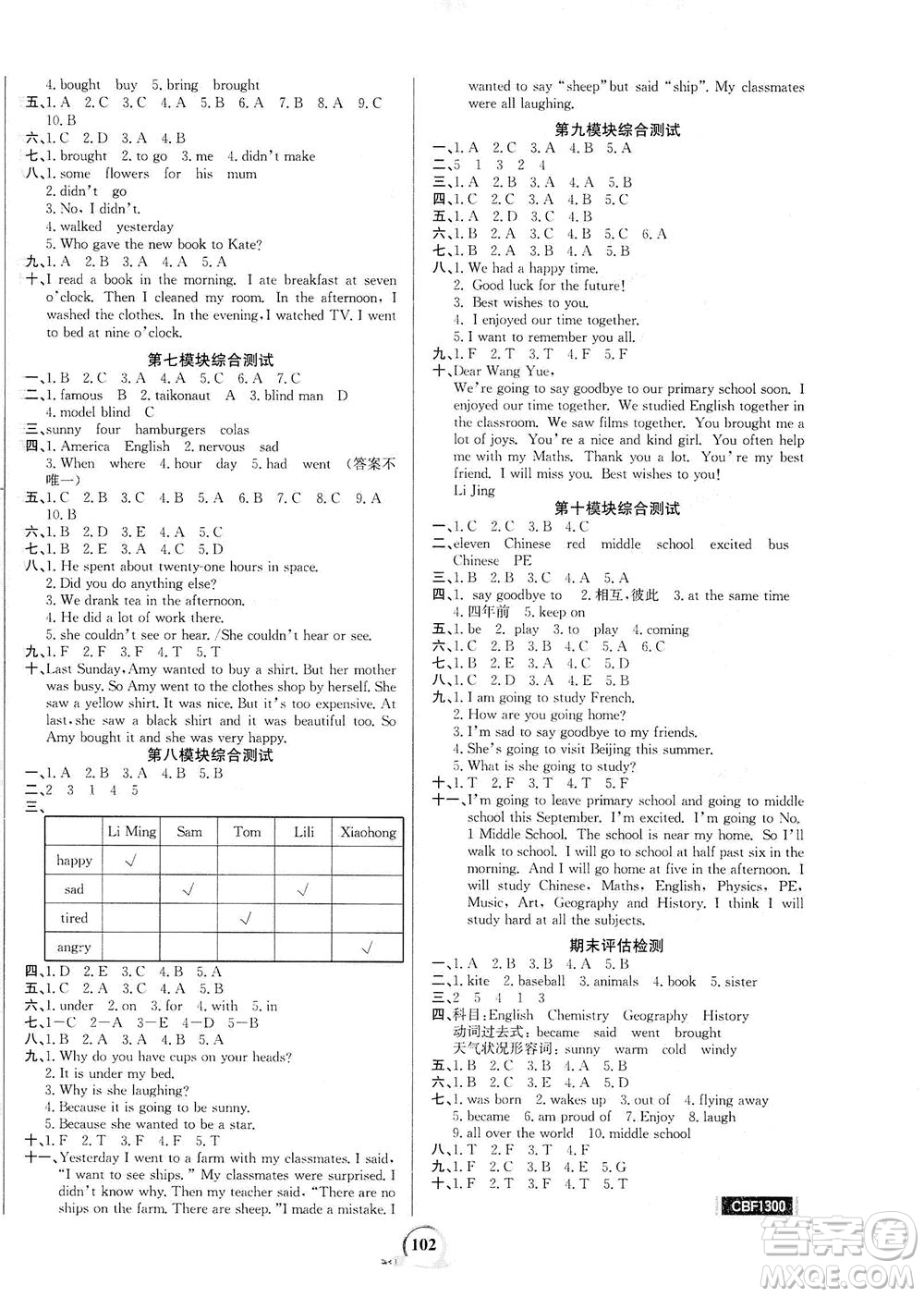 延邊大學(xué)出版社2021世紀(jì)金榜金榜小博士英語(yǔ)六年級(jí)下冊(cè)WY外研版答案