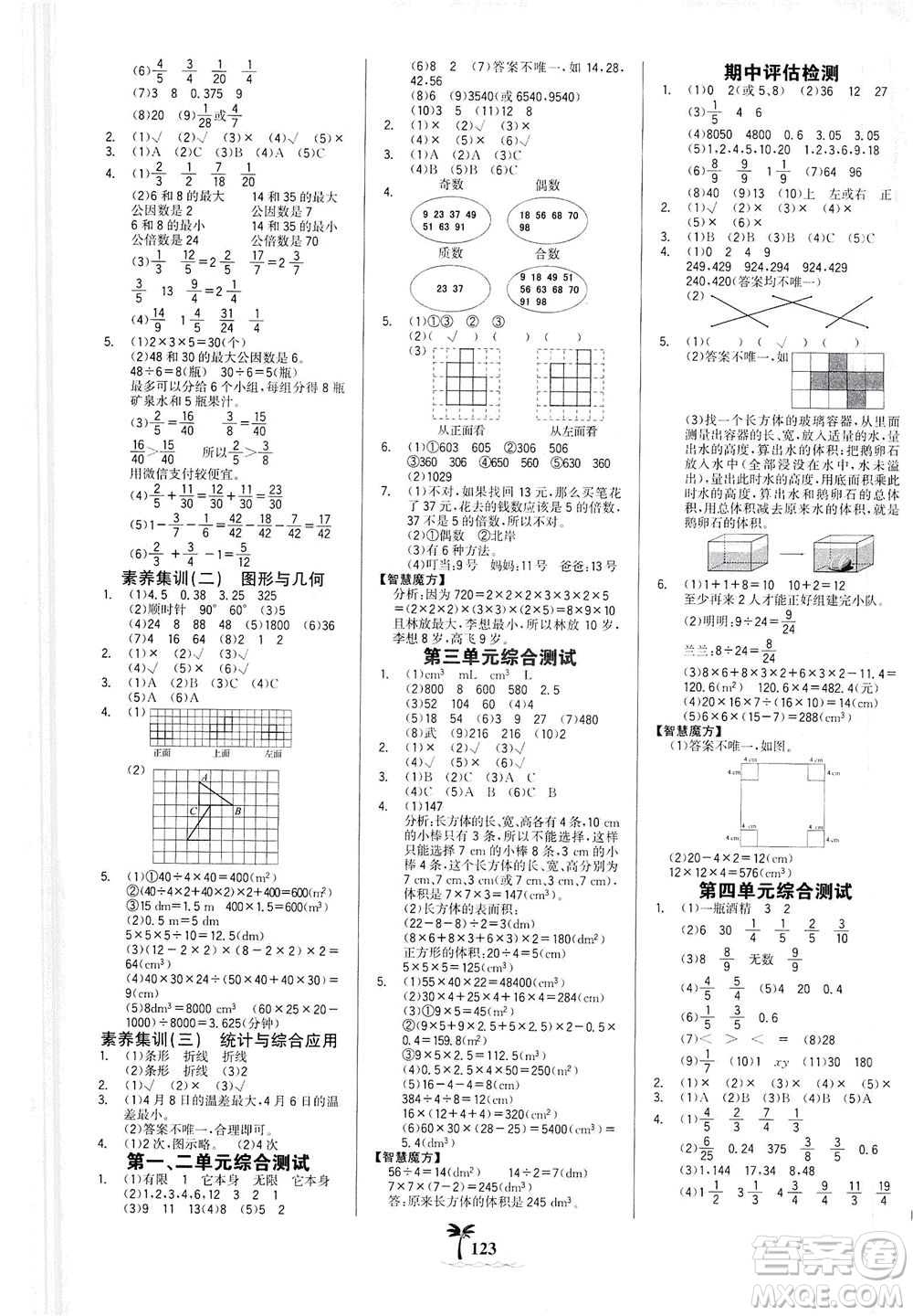 延邊大學(xué)出版社2021世紀(jì)金榜金榜小博士數(shù)學(xué)五年級(jí)下冊(cè)RJ人教版答案