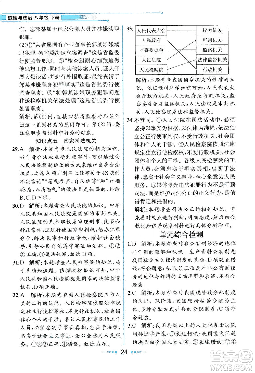 人民教育出版社2021教材解讀道德與法治八年級下冊人教版答案