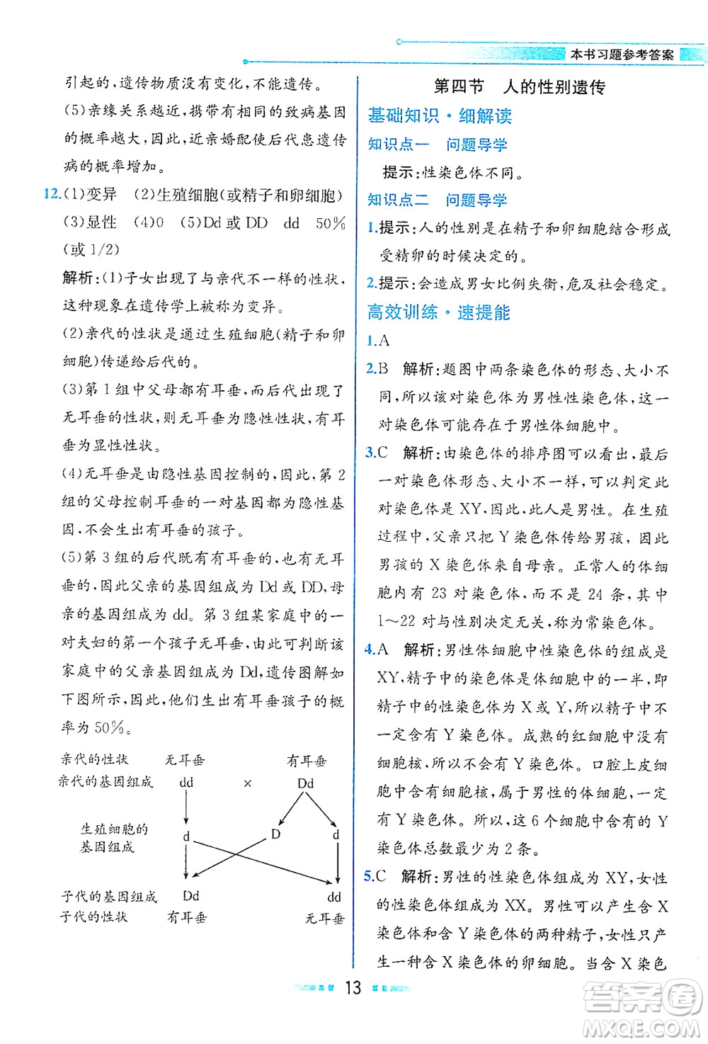 人民教育出版社2021教材解讀生物學(xué)八年級下冊人教版答案