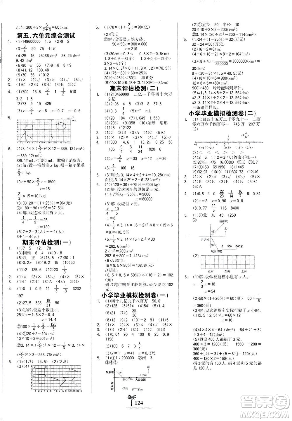 延邊大學(xué)出版社2021世紀(jì)金榜金榜小博士數(shù)學(xué)六年級下冊RJ人教版答案