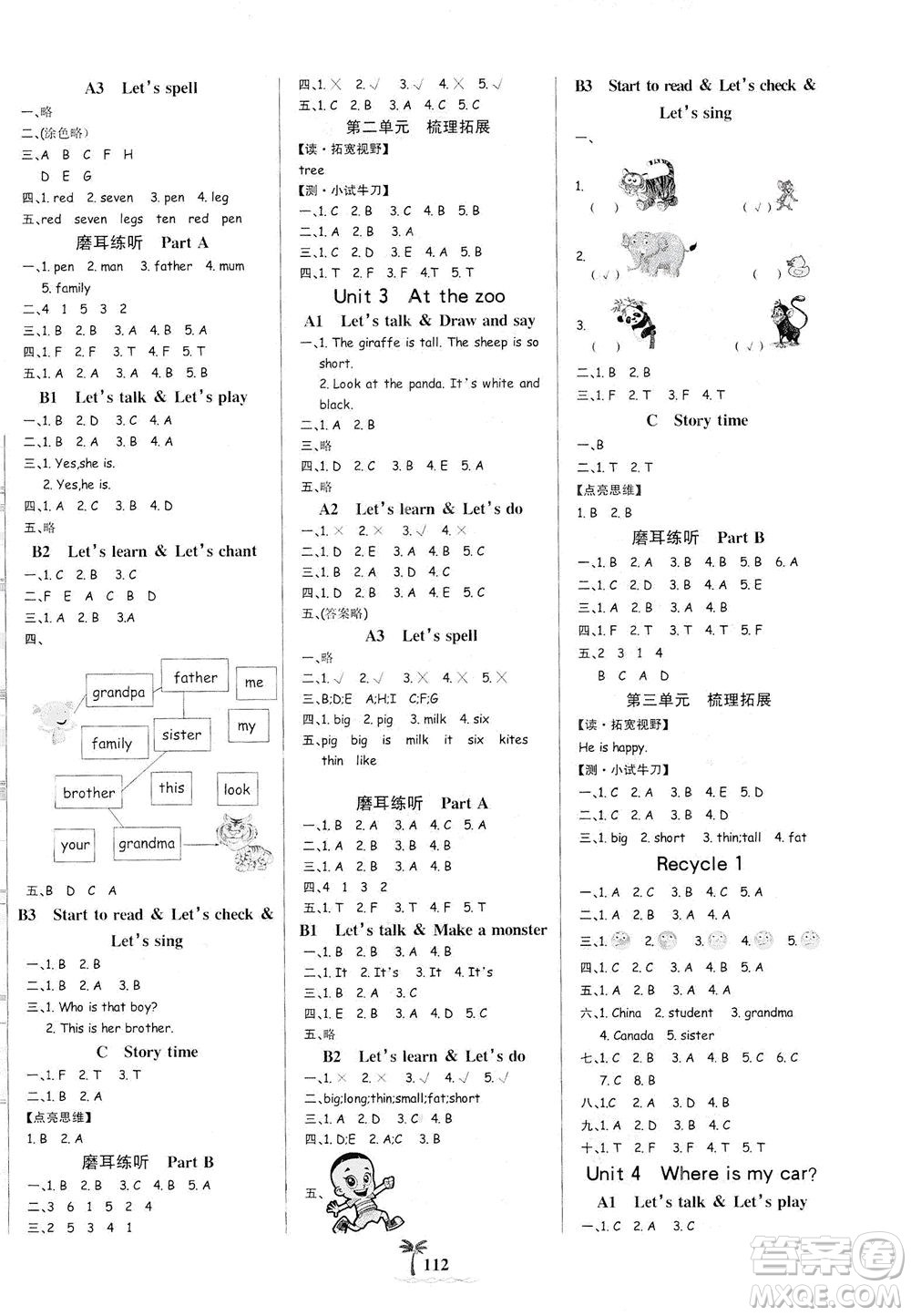 延邊大學(xué)出版社2021世紀(jì)金榜金榜小博士英語(yǔ)三年級(jí)下冊(cè)人教PEP版答案