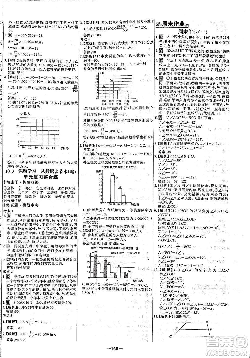 安徽師范大學(xué)出版社2021世紀(jì)金榜百練百勝數(shù)學(xué)七年級(jí)下冊(cè)人教版答案