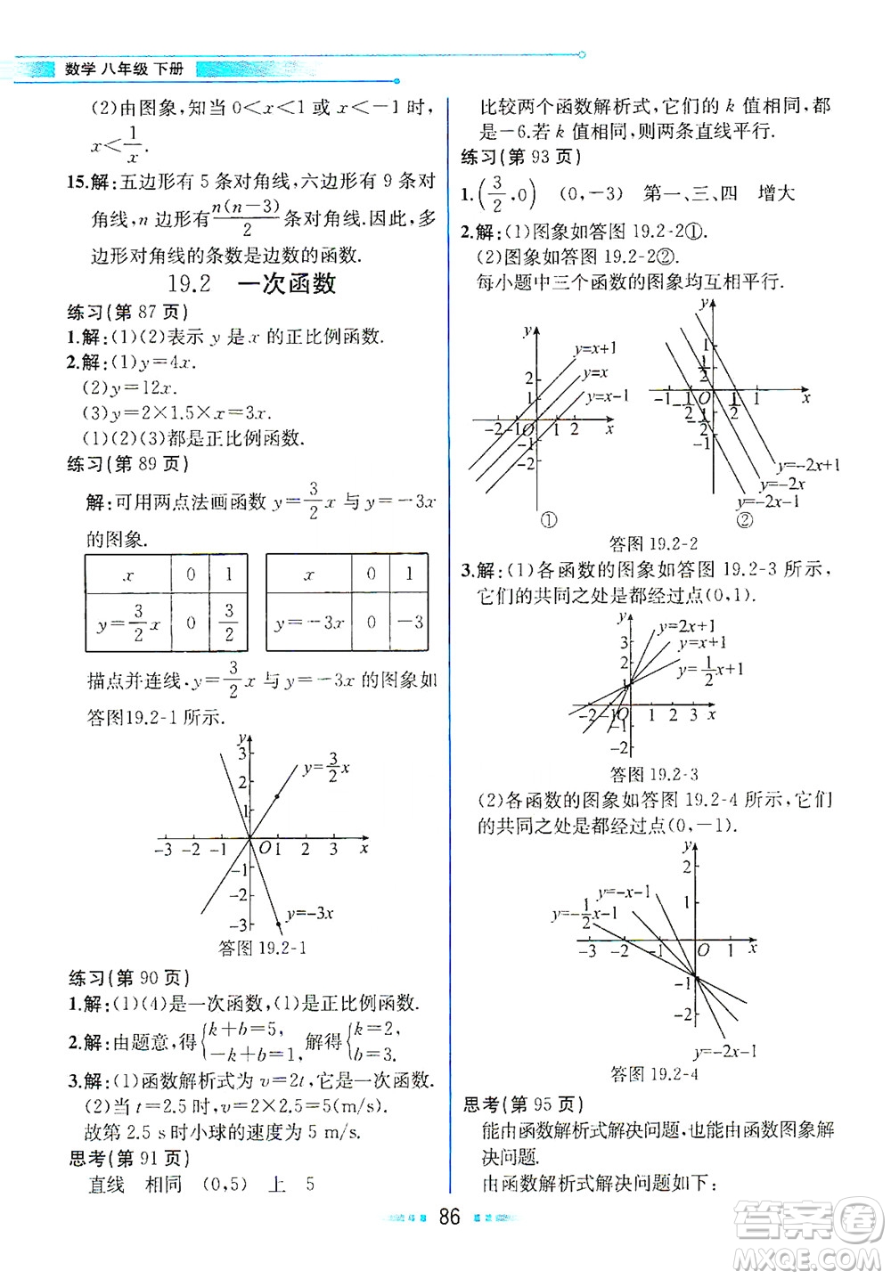 人民教育出版社2021教材解讀數(shù)學(xué)八年級下冊人教版答案