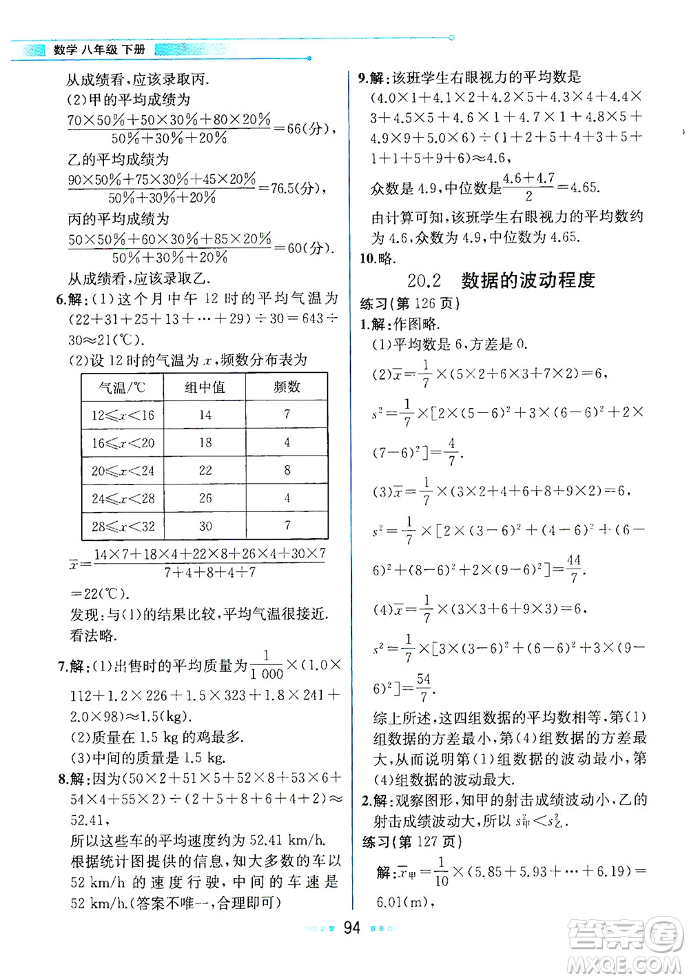 人民教育出版社2021教材解讀數(shù)學(xué)八年級下冊人教版答案