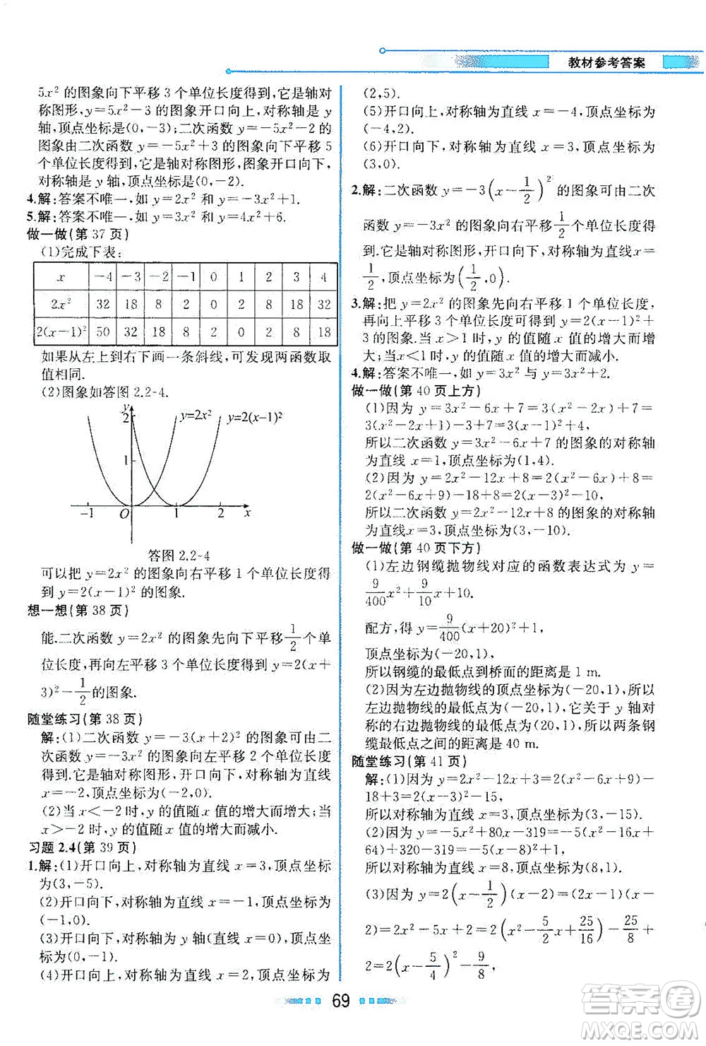 現(xiàn)代教育出版社2021教材解讀數(shù)學(xué)九年級(jí)下冊(cè)BS北師大版答案