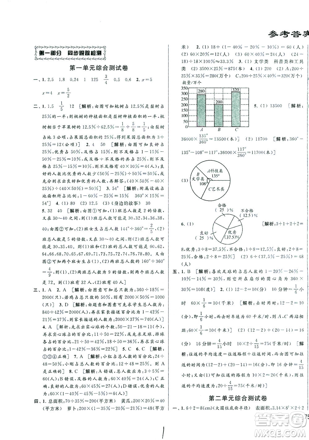 新世紀(jì)出版社2021同步跟蹤全程檢測及各地期末試卷精選數(shù)學(xué)六年級下冊蘇教版答案