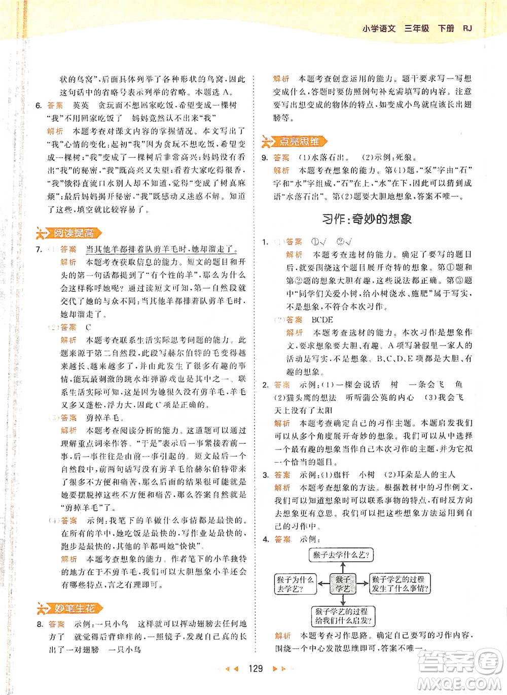 教育科學(xué)出版社2021年53天天練小學(xué)語文三年級(jí)下冊人教版參考答案