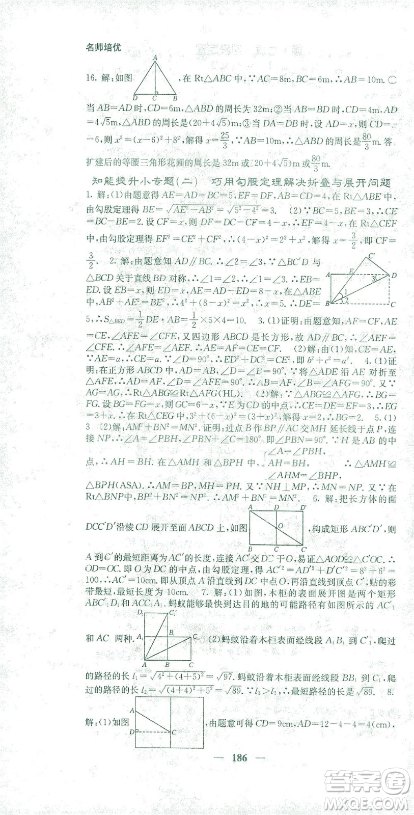 四川大學(xué)出版社2021名校課堂內(nèi)外數(shù)學(xué)八年級(jí)下冊(cè)人教版答案