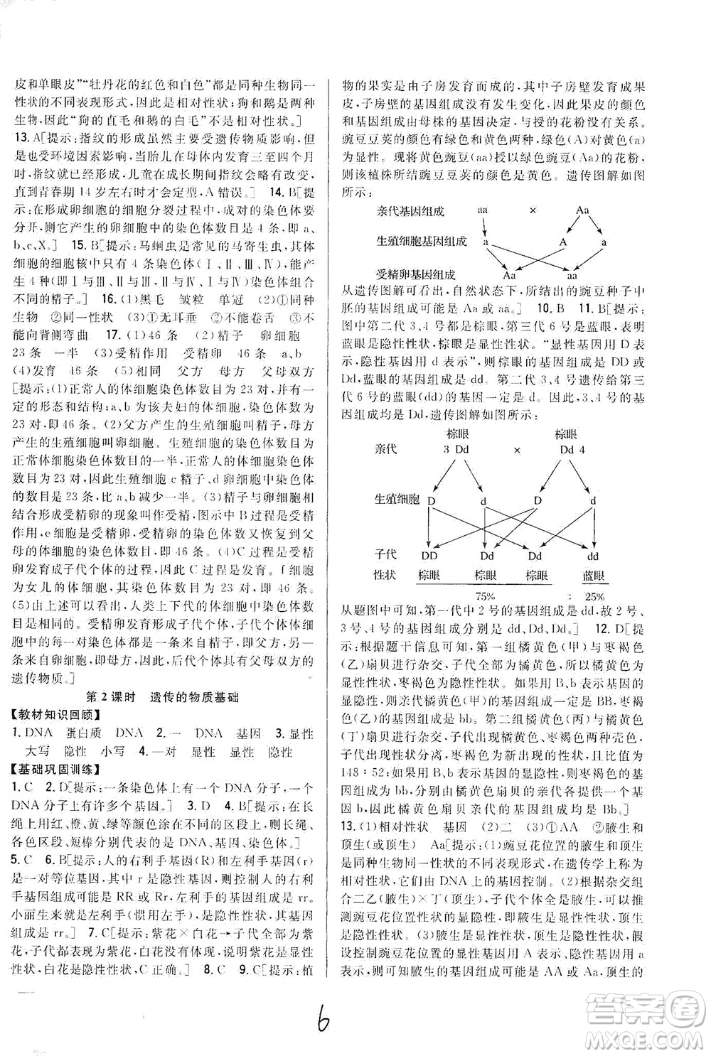 吉林人民出版社2021全科王同步課時(shí)練習(xí)生物八年級(jí)下冊(cè)新課標(biāo)翼少版答案