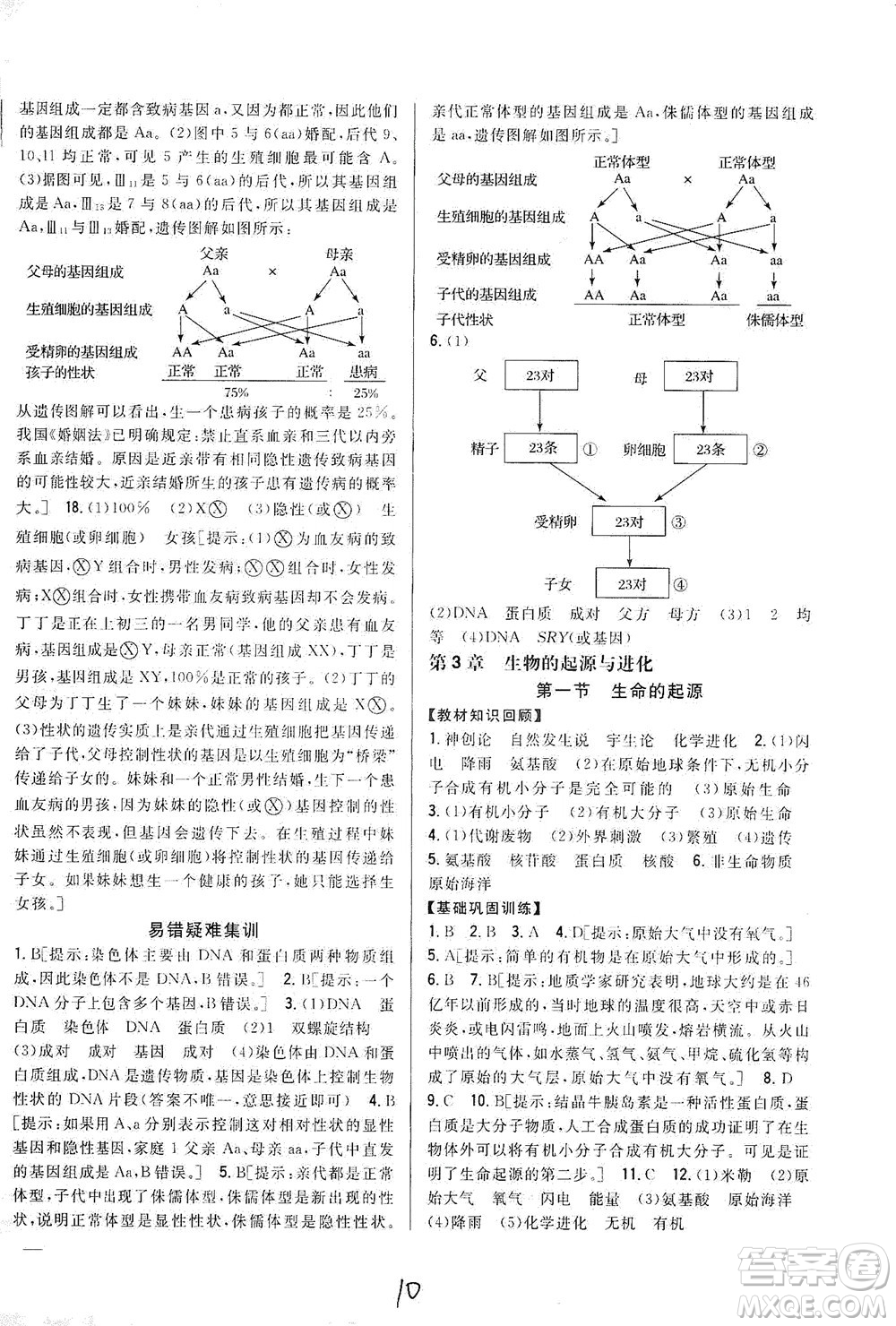 吉林人民出版社2021全科王同步課時(shí)練習(xí)生物八年級(jí)下冊(cè)新課標(biāo)翼少版答案