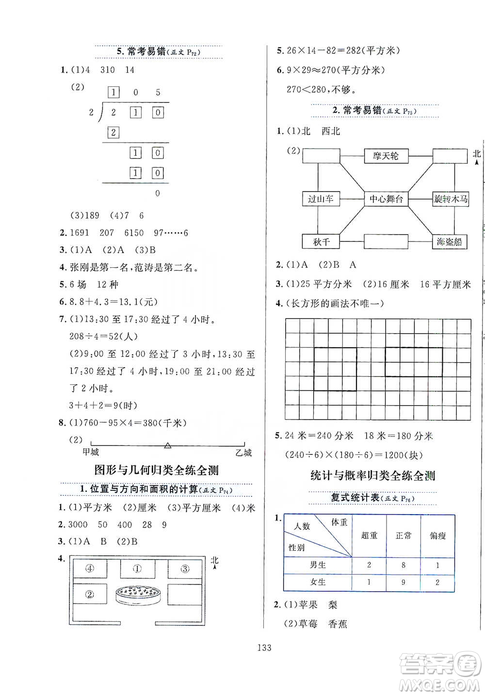 陜西人民教育出版社2021小學(xué)教材全練三年級下冊數(shù)學(xué)人教版參考答案