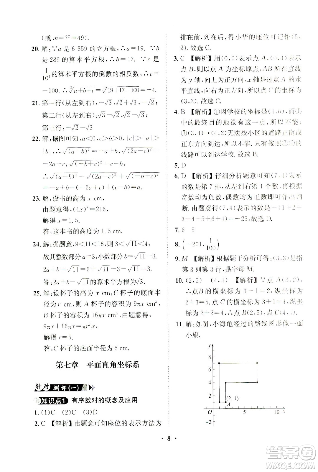 山東畫(huà)報(bào)出版社2021一課三練單元測(cè)試數(shù)學(xué)七年級(jí)下冊(cè)人教版答案