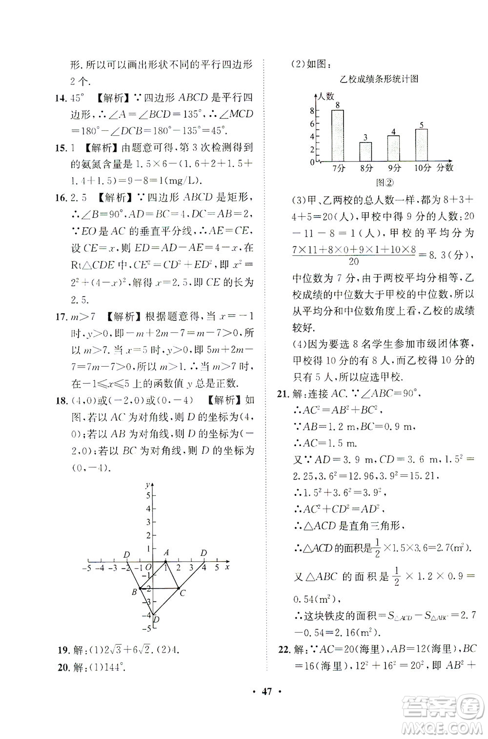 山東畫報(bào)出版社2021一課三練單元測(cè)試數(shù)學(xué)八年級(jí)下冊(cè)人教版答案