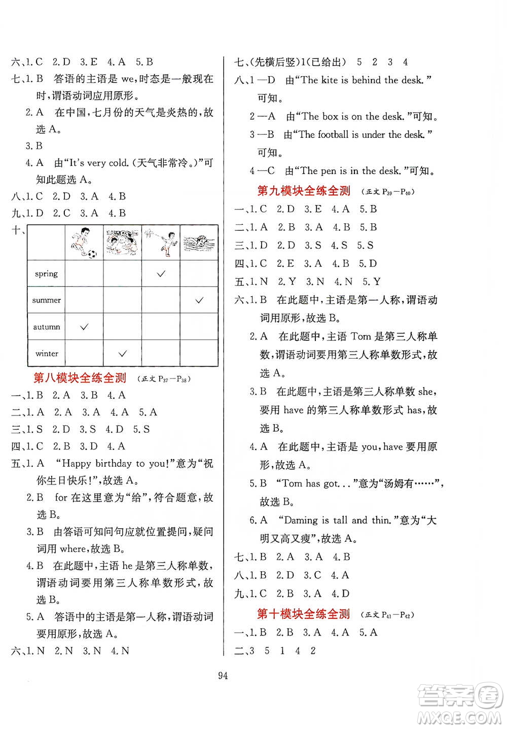 陜西人民教育出版社2021小學教材全練三年級下冊三年級起點英語外語教研版參考答案