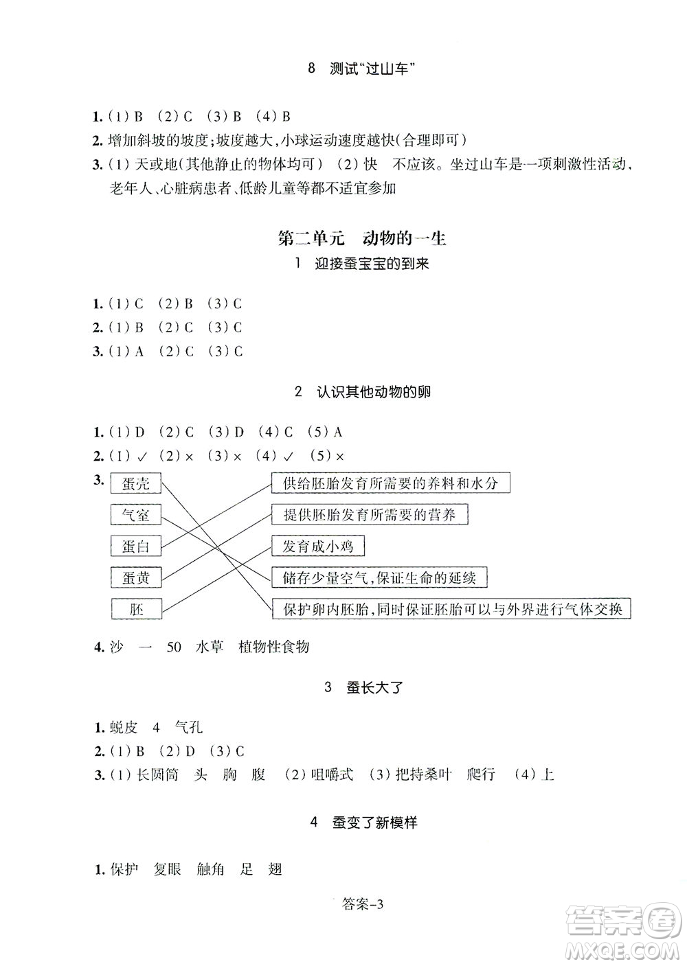 浙江少年兒童出版社2021每課一練三年級下冊小學(xué)科學(xué)J教科版答案