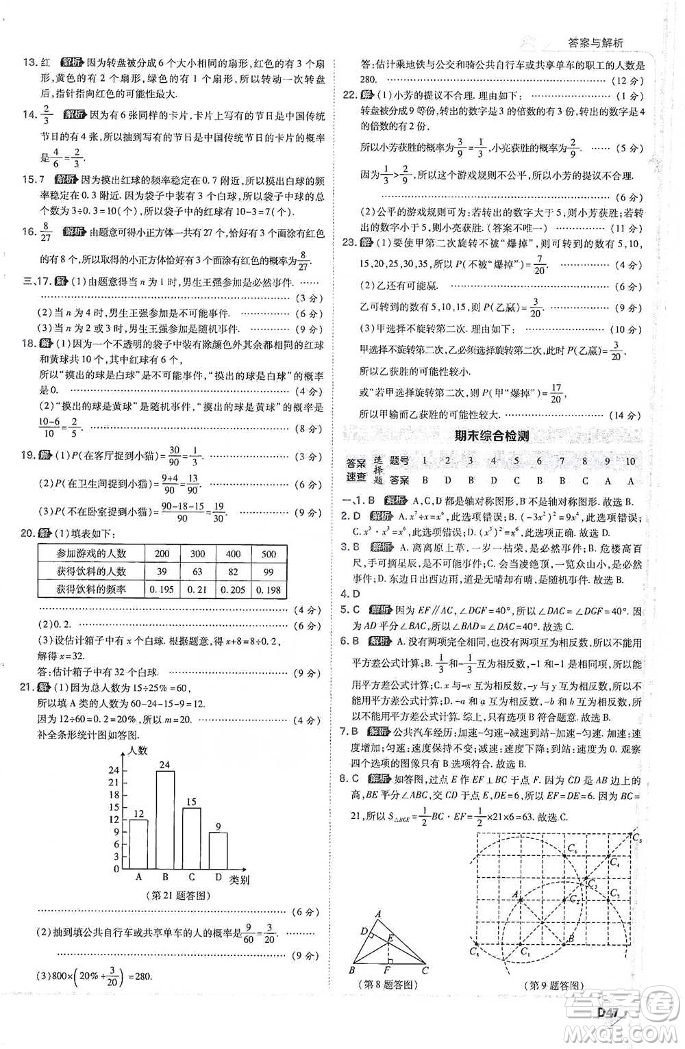 開明出版社2021少年班初中數(shù)學(xué)七年級下冊北師大版參考答案