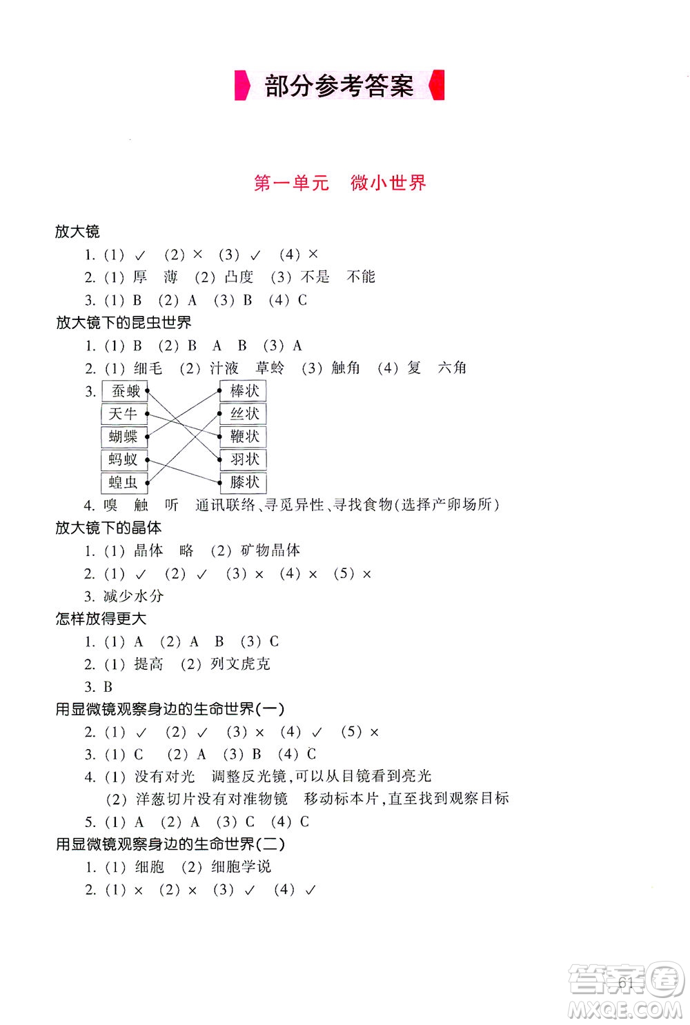 浙江少年兒童出版社2021每課一練六年級(jí)下冊(cè)小學(xué)科學(xué)J教科版優(yōu)化版答案