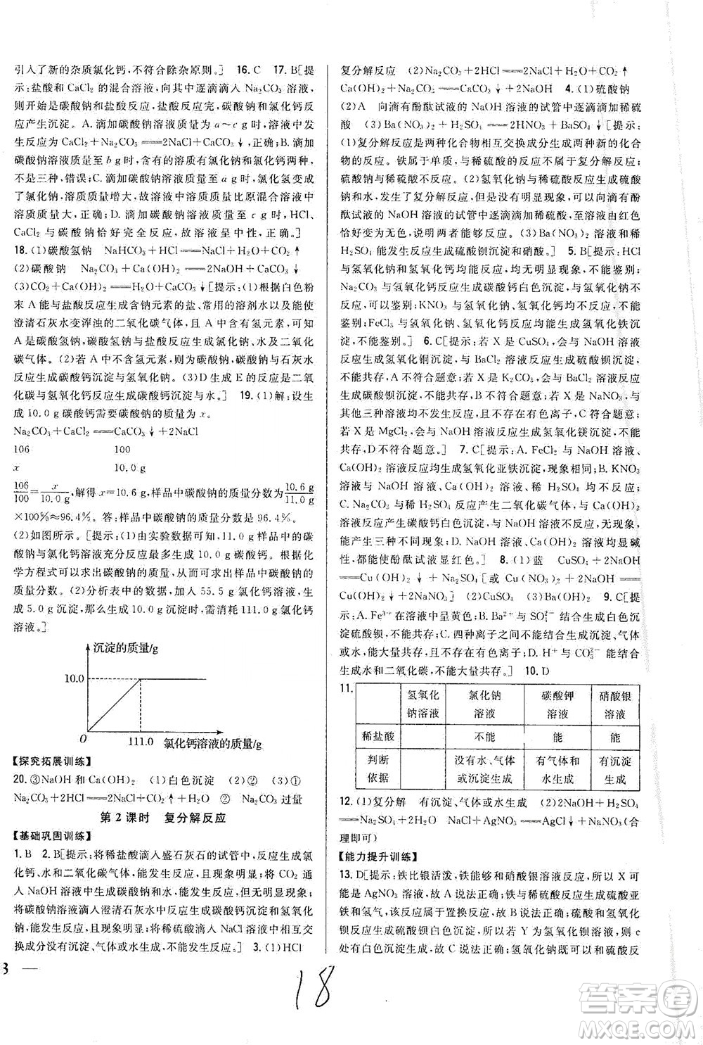 吉林人民出版社2021全科王同步課時(shí)練習(xí)化學(xué)九年級(jí)下冊(cè)新課標(biāo)人教版答案