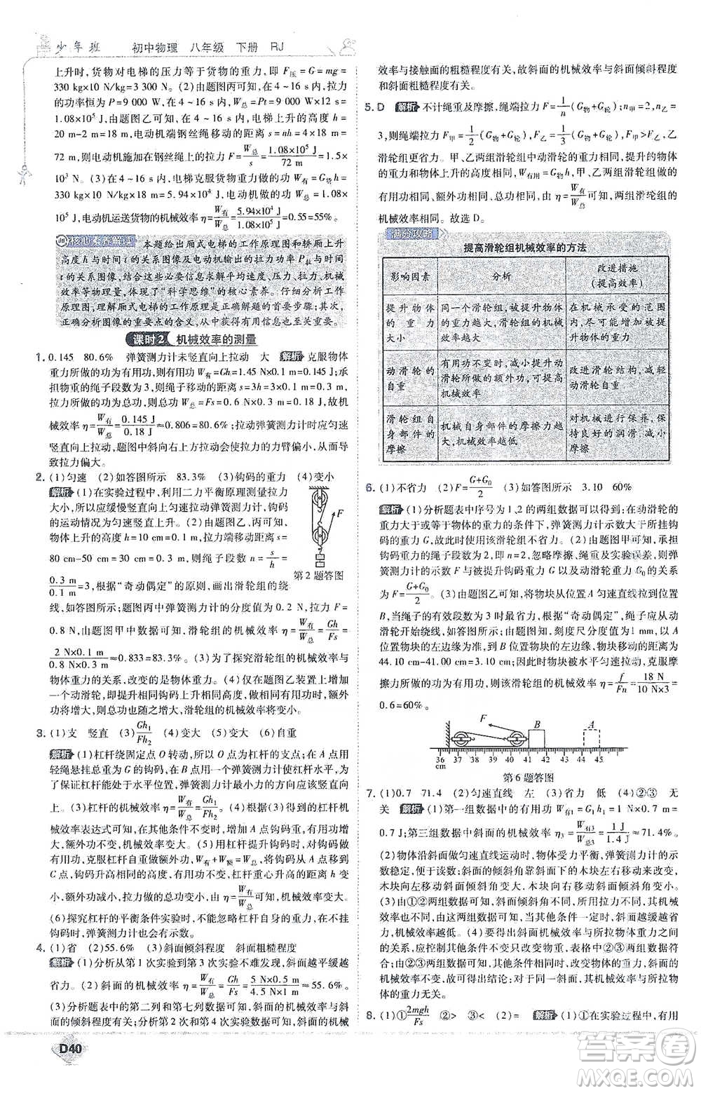 開明出版社2021少年班初中物理八年級下冊人教版參考答案