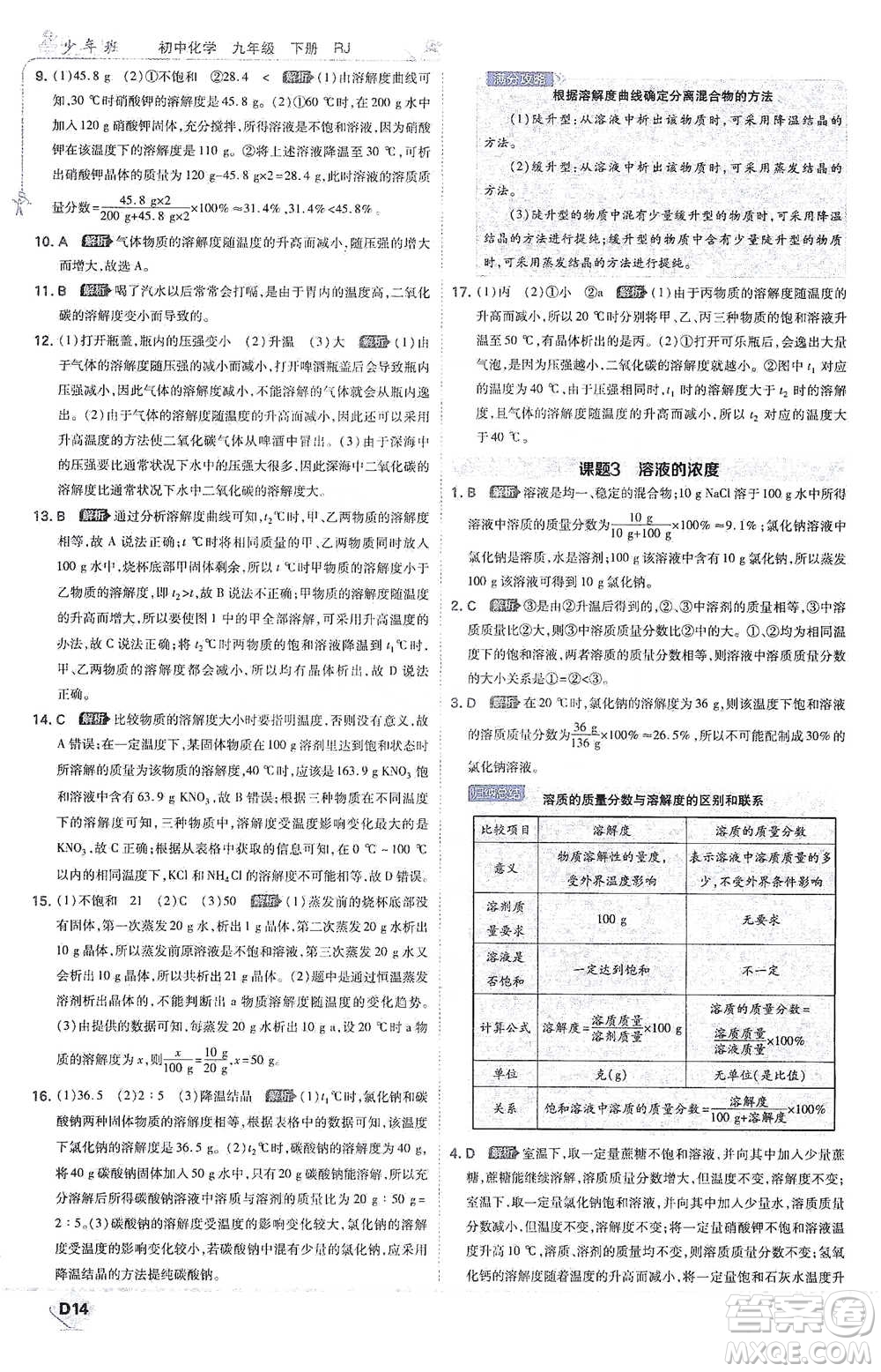 開(kāi)明出版社2021少年班初中化學(xué)九年級(jí)下冊(cè)人教版參考答案