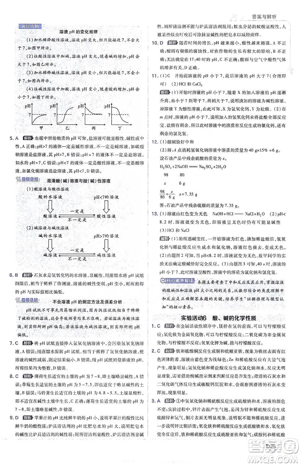 開(kāi)明出版社2021少年班初中化學(xué)九年級(jí)下冊(cè)人教版參考答案