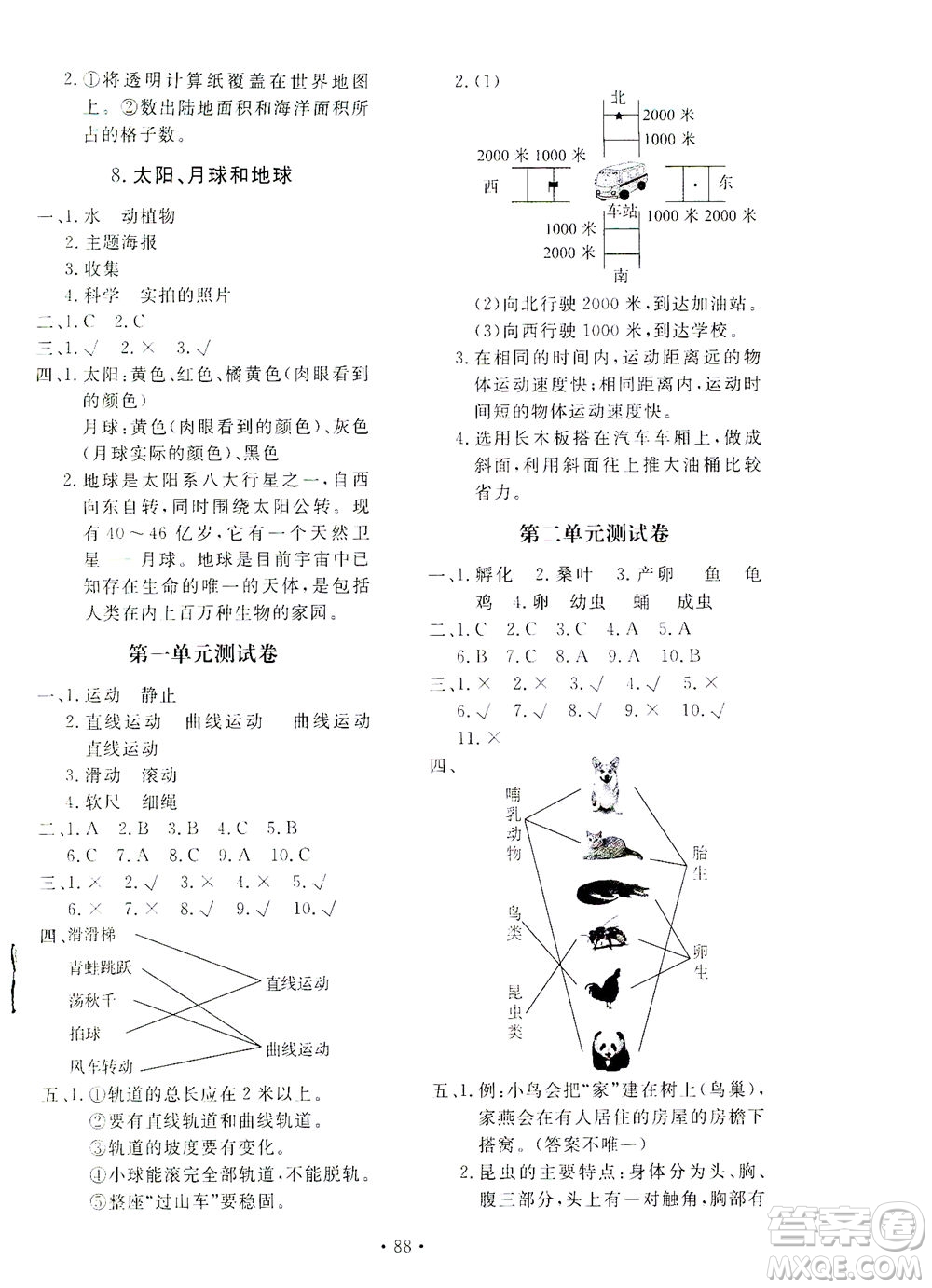 北京教育出版社2021新課堂同步訓練科學三年級下冊教育科學版答案