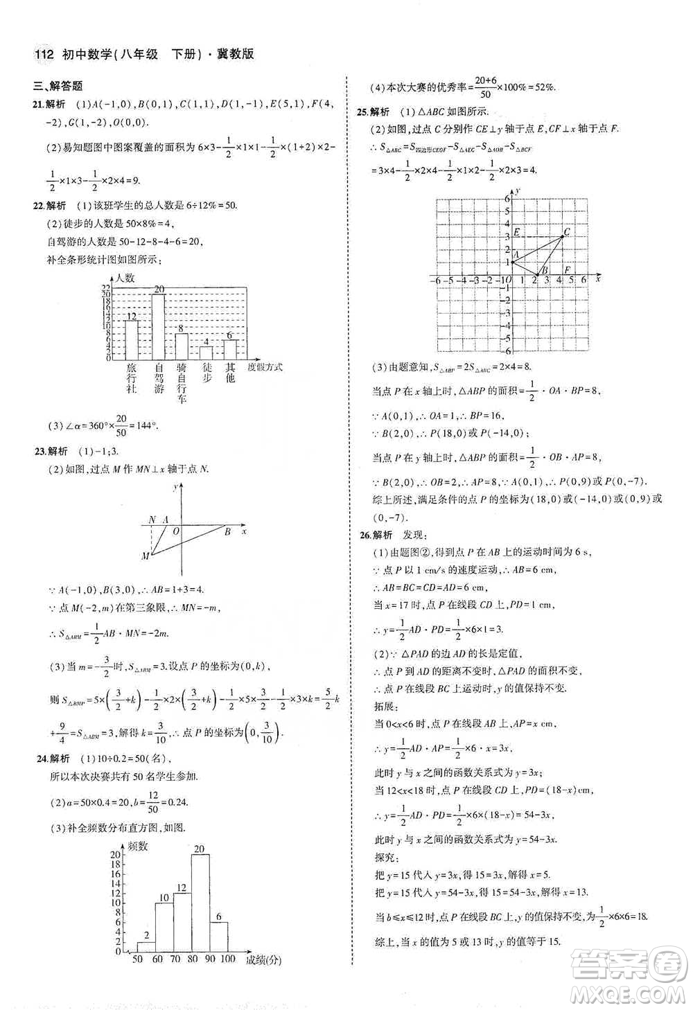 教育科學出版社2021年5年中考3年模擬初中數(shù)學八年級下冊冀教版參考答案