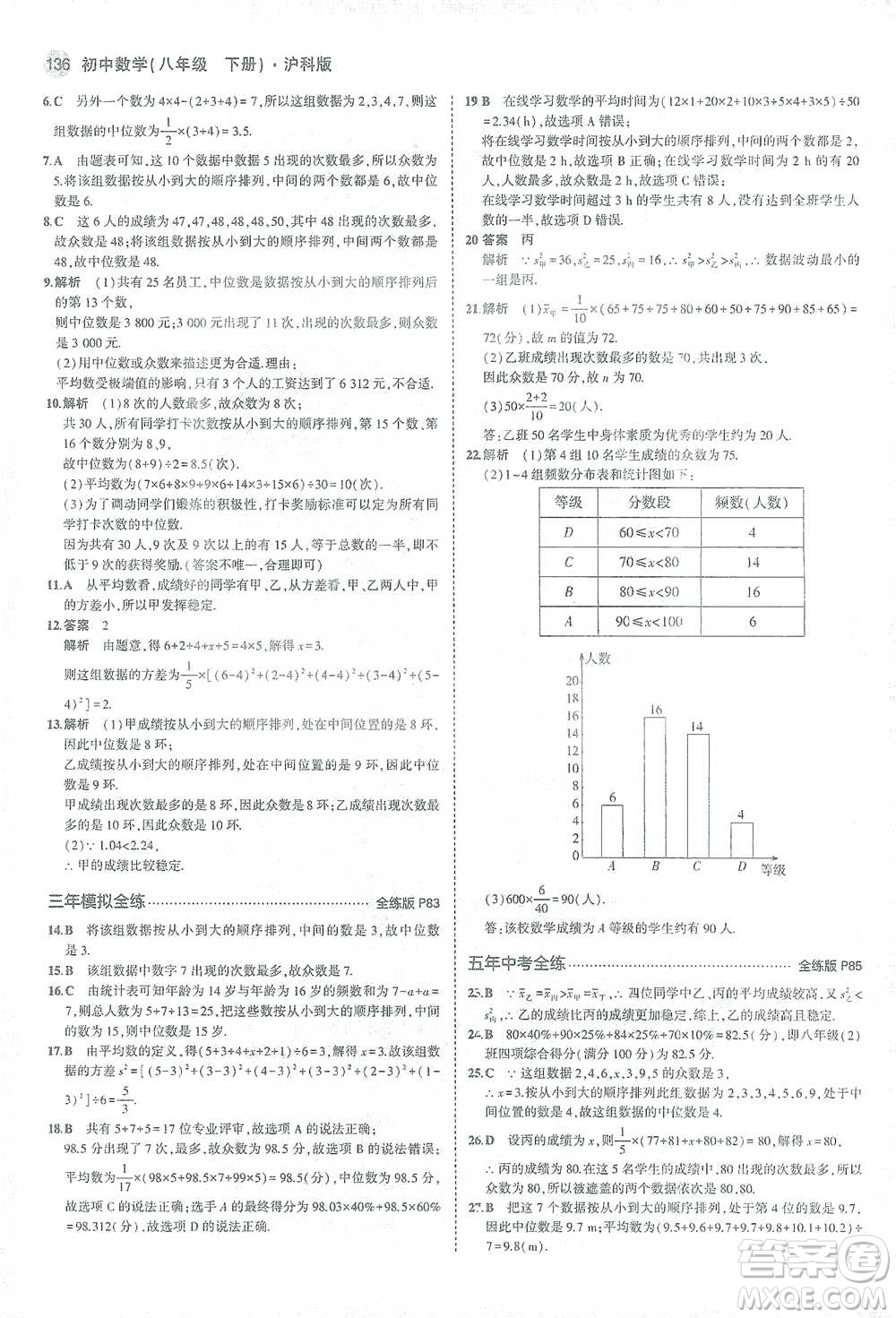 教育科學(xué)出版社2021年5年中考3年模擬初中數(shù)學(xué)八年級(jí)下冊(cè)滬科版參考答案