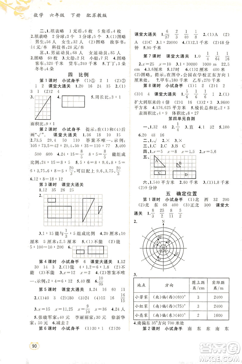 廣西教育出版社2021新課程學(xué)習(xí)與測(cè)評(píng)同步學(xué)習(xí)數(shù)學(xué)六年級(jí)下冊(cè)蘇教版答案