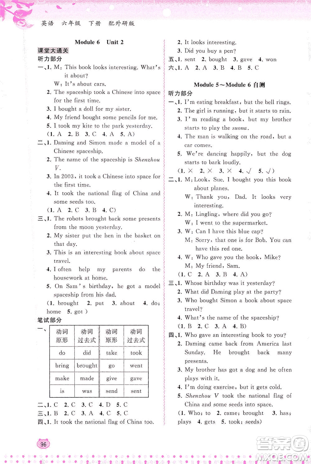 廣西教育出版社2021新課程學(xué)習(xí)與測(cè)評(píng)同步學(xué)習(xí)英語六年級(jí)下冊(cè)外研版答案