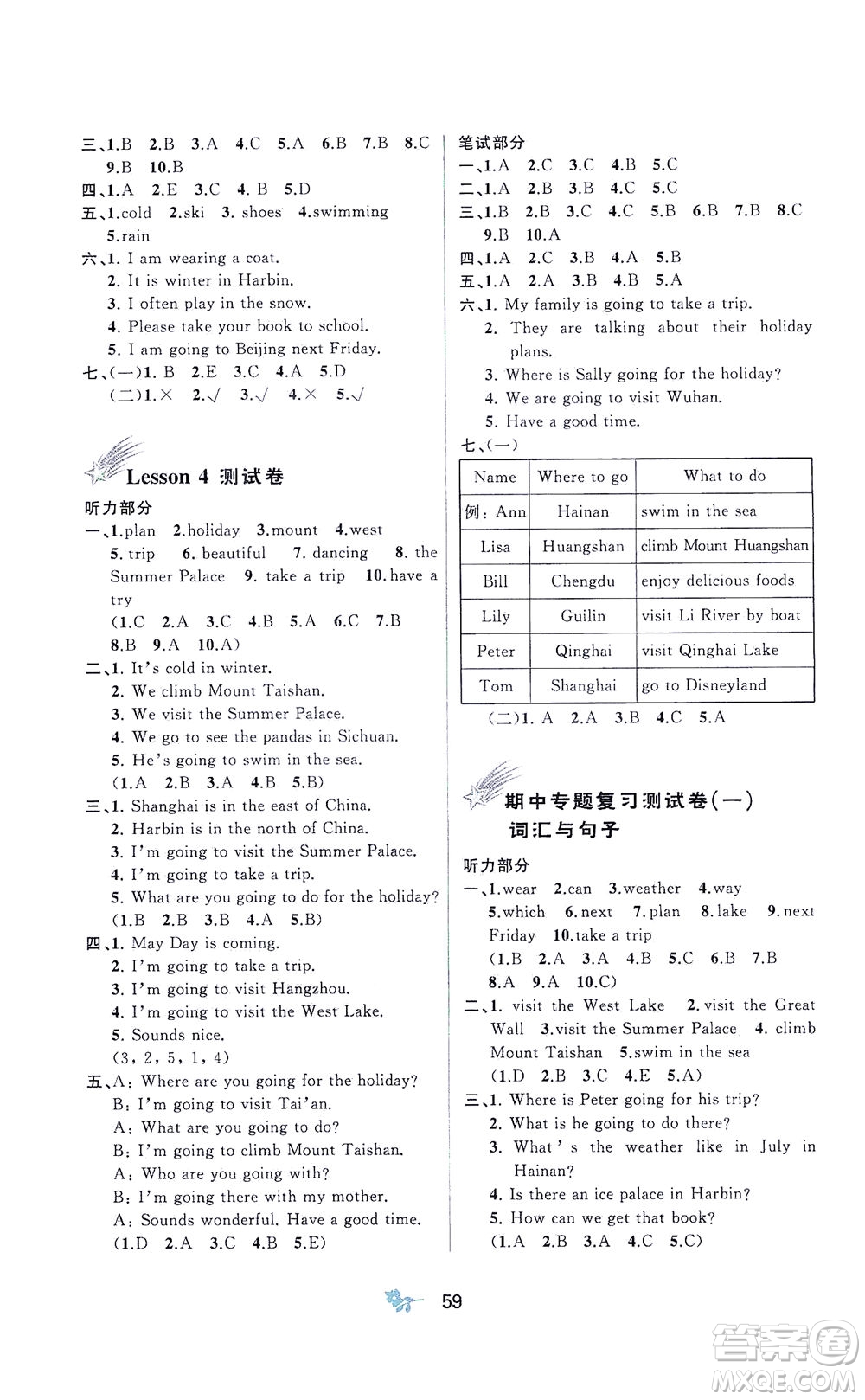 廣西教育出版社2021新課程學(xué)習(xí)與測評單元雙測英語六年級下冊C版接力版答案