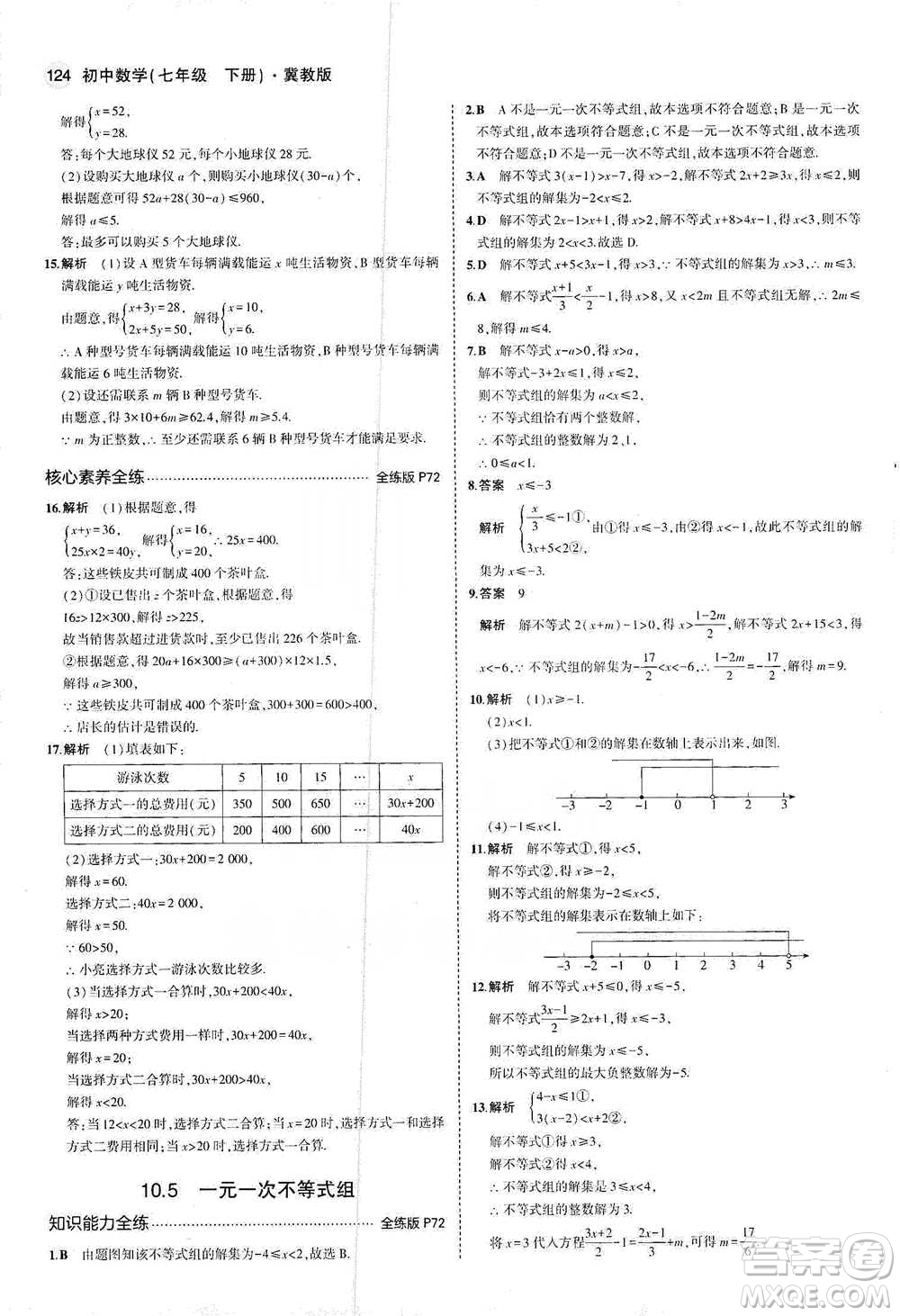 教育科學出版社2021年5年中考3年模擬初中數(shù)學七年級下冊冀教版參考答案