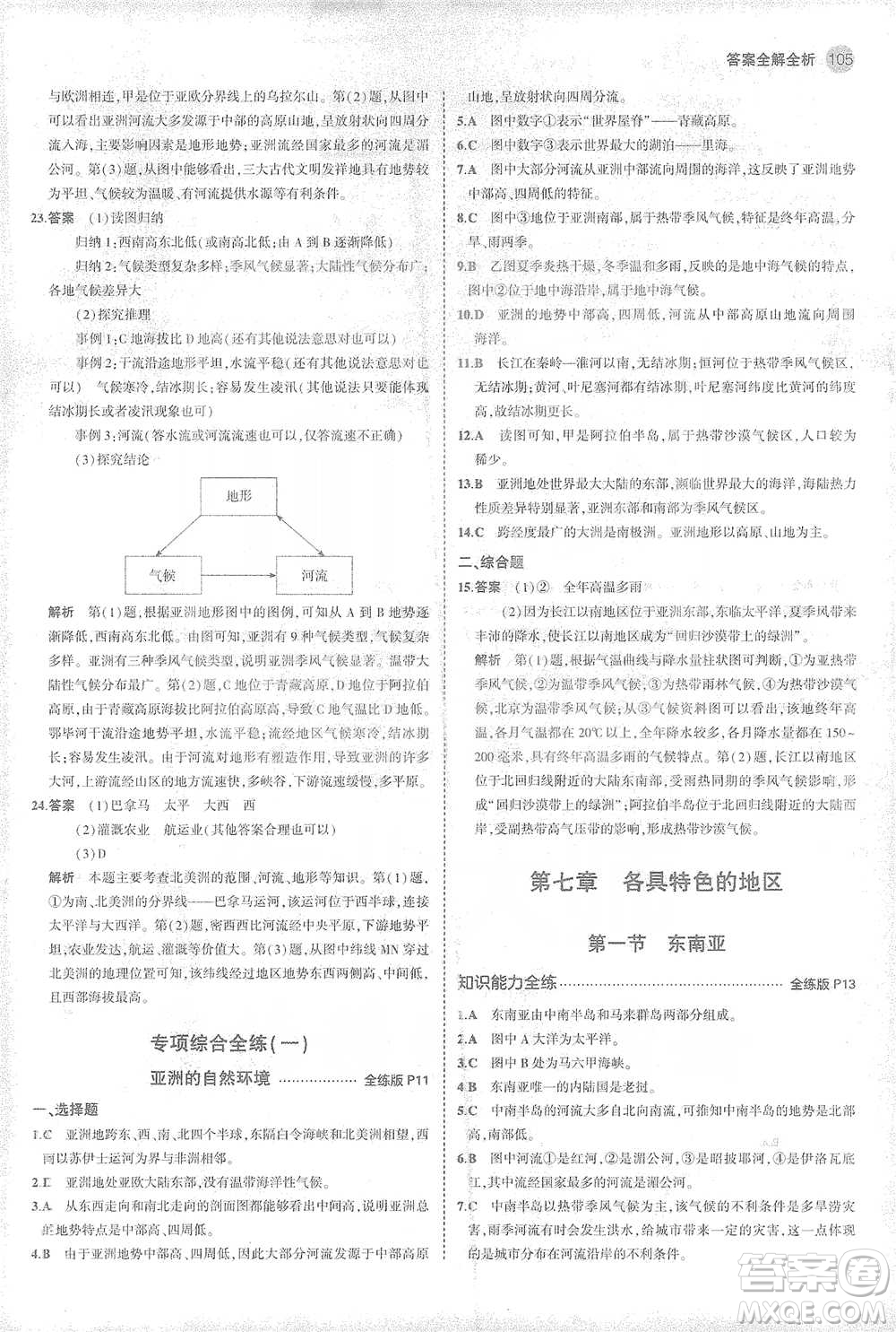 首都師范大學(xué)出版社2021年5年中考3年模擬初中地理七年級(jí)下冊(cè)商務(wù)星球版參考答案