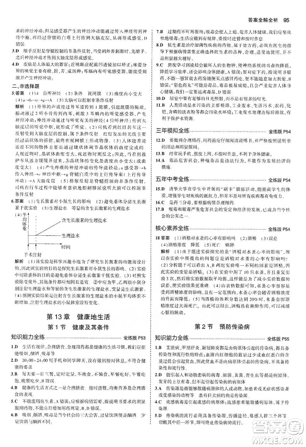 教育科學出版社2021年5年中考3年模擬初中生物七年級下冊北師大版參考答案