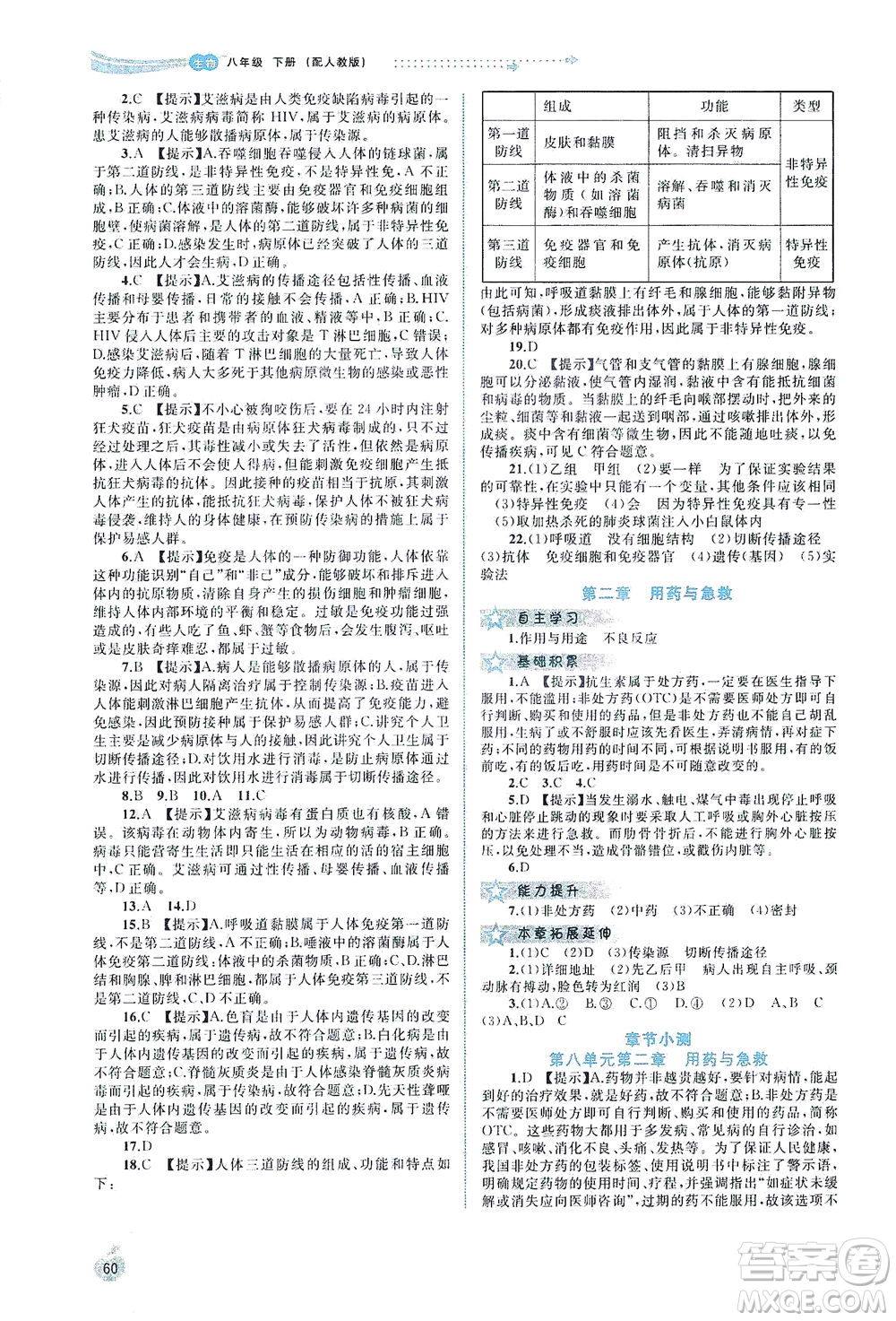 廣西教育出版社2021新課程學(xué)習(xí)與測評同步學(xué)習(xí)生物八年級下冊人教版答案