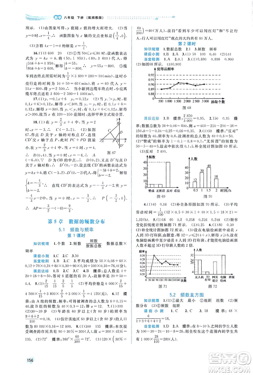 廣西教育出版社2021新課程學習與測評同步學習數(shù)學八年級下冊湘教版答案