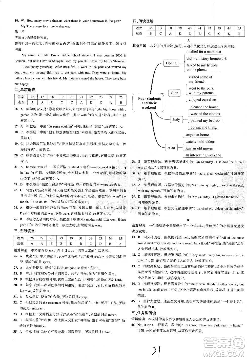 首都師范大學(xué)出版社2021年5年中考3年模擬初中試卷英語(yǔ)七年級(jí)下冊(cè)外研版參考答案