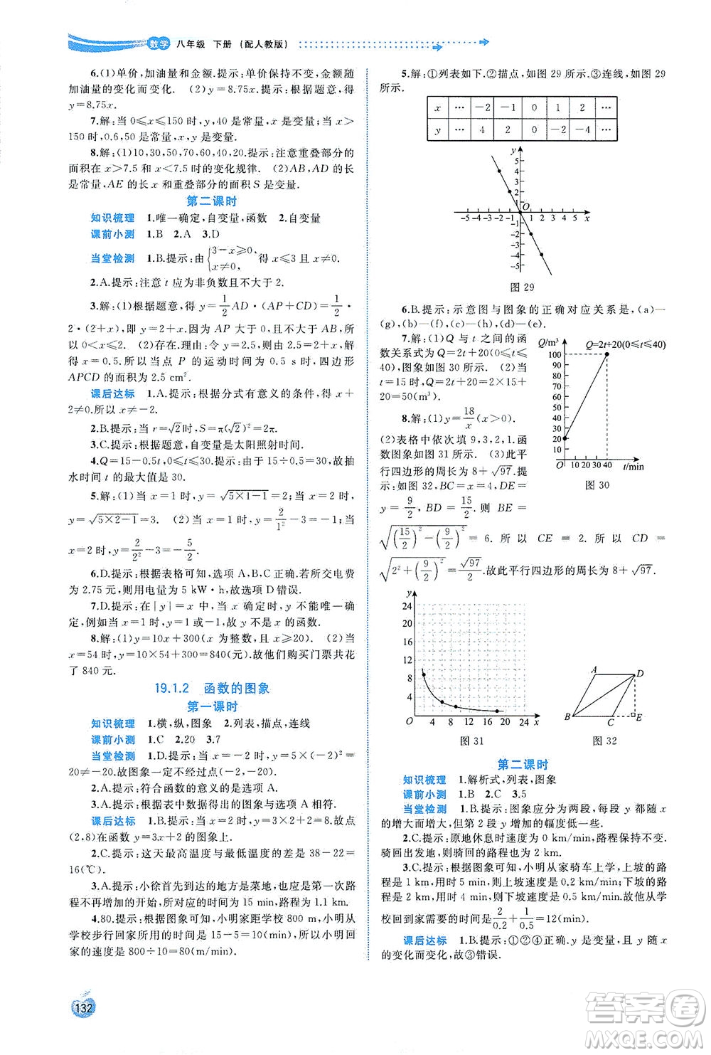 廣西教育出版社2021新課程學(xué)習(xí)與測(cè)評(píng)同步學(xué)習(xí)數(shù)學(xué)八年級(jí)下冊(cè)人教版答案