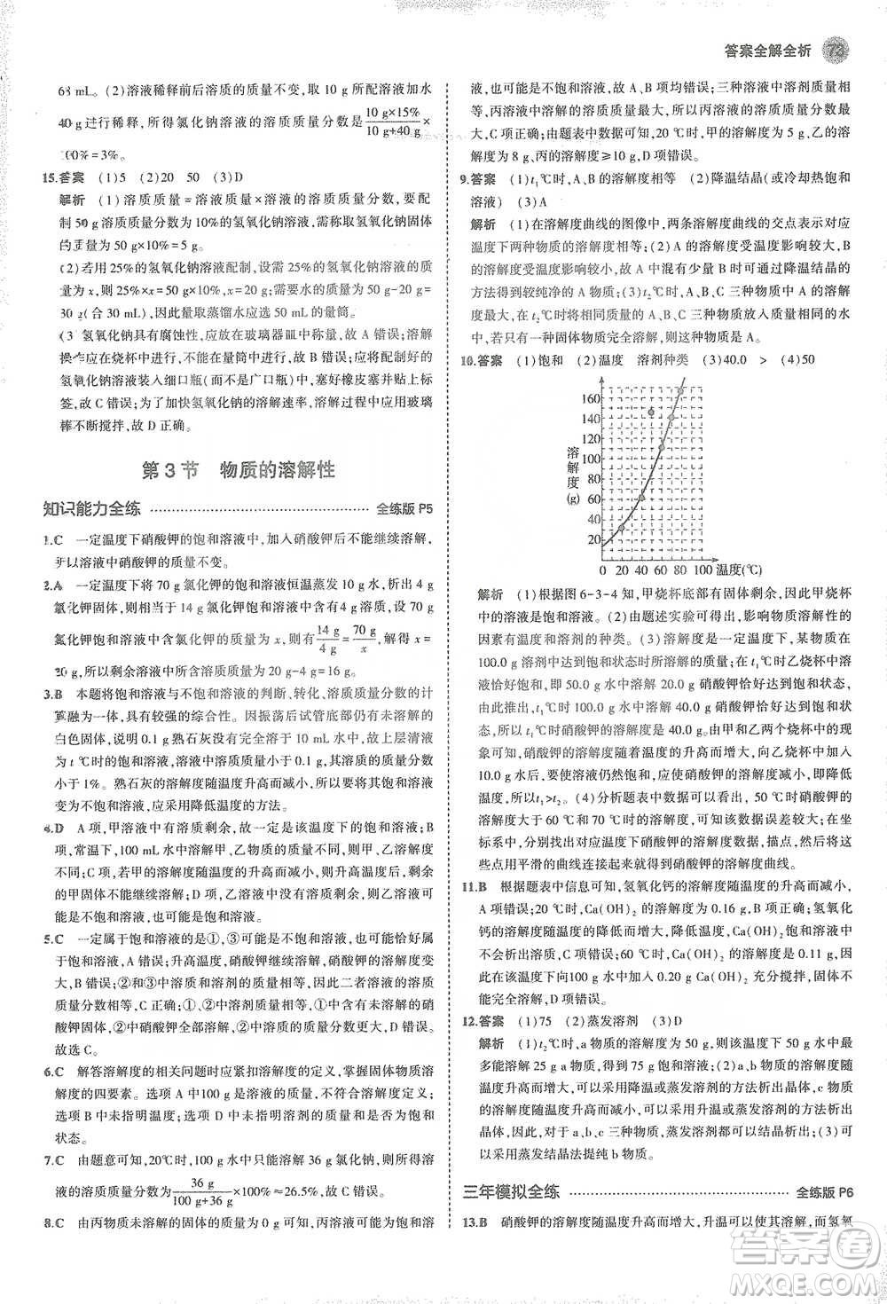 教育科學(xué)出版社2021年5年中考3年模擬初中化學(xué)九年級(jí)下冊(cè)滬教版參考答案