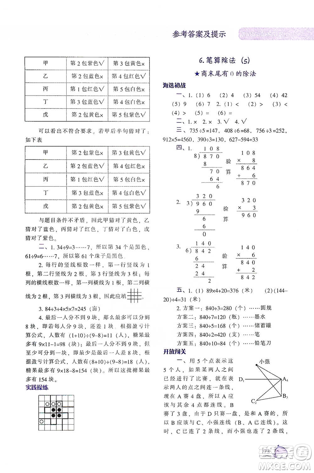 遼寧教育出版社2021尖子生題庫數(shù)學(xué)三年級下冊人教版參考答案