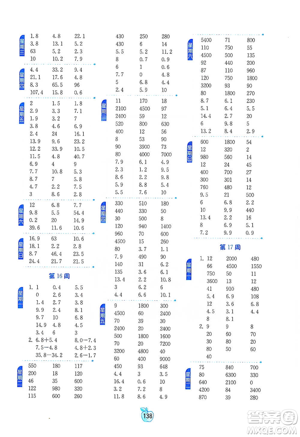 江蘇人民出版社2021小學數(shù)學計算高手三年級下冊人教版參考答案