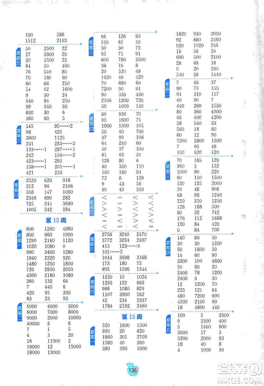 江蘇人民出版社2021小學(xué)數(shù)學(xué)計(jì)算高手三年級下冊北師大版參考答案