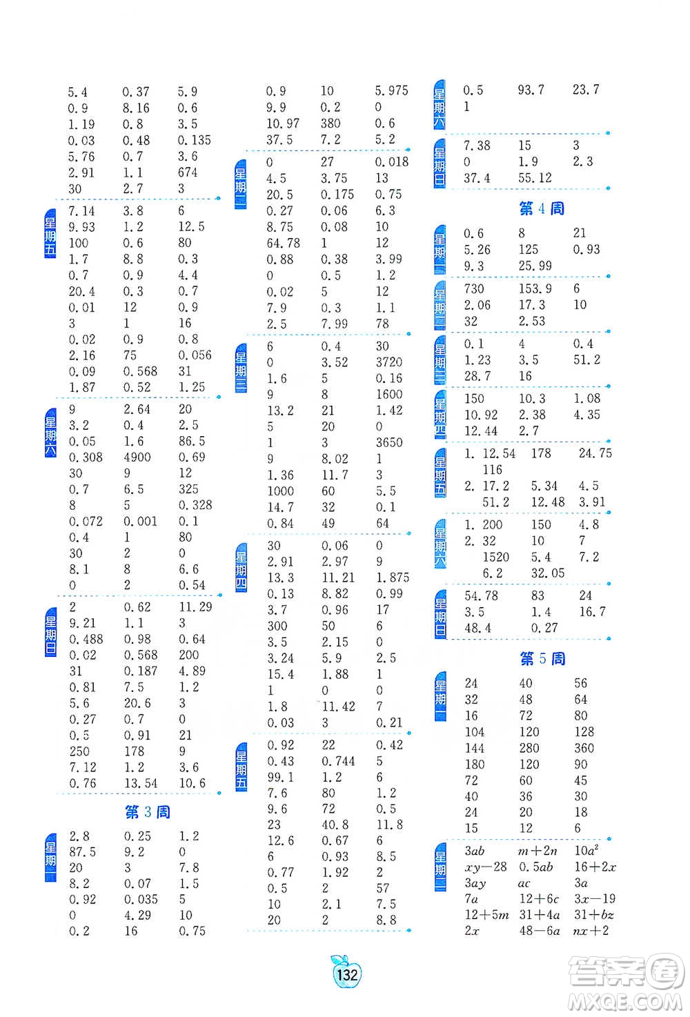 江蘇人民出版社2021小學(xué)數(shù)學(xué)計算高手五年級下冊人教版參考答案