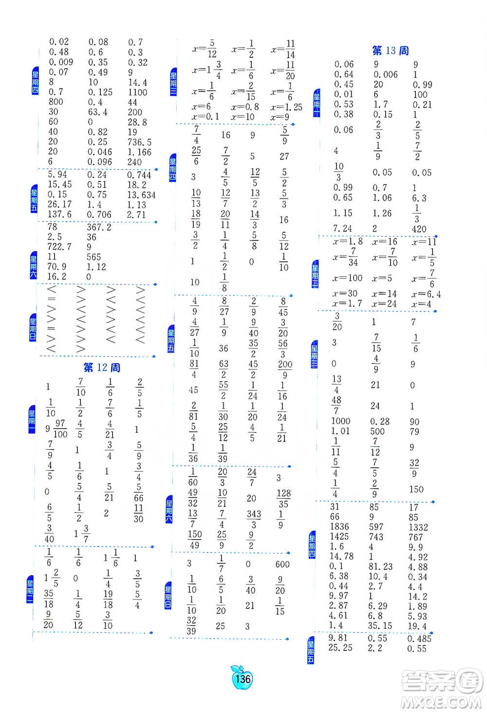 江蘇人民出版社2021小學(xué)數(shù)學(xué)計(jì)算高手六年級下冊北師大版參考答案